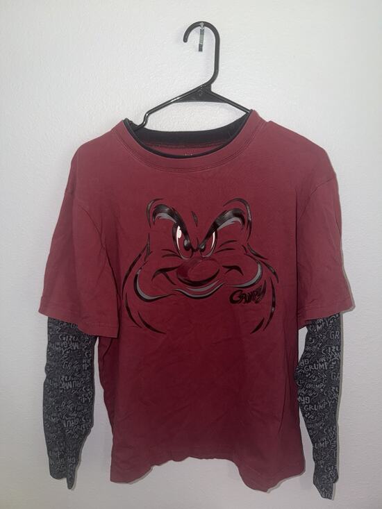 Disney Other - Disneyland Grumpy Shirt Mens Med Long Sleeve Cotton Red Black Vintage Y2K (G20)